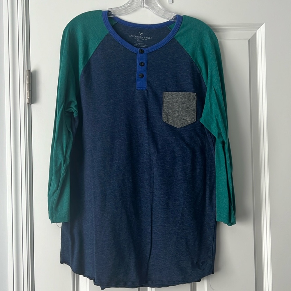 American Eagle Color Block Henley